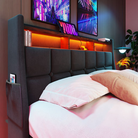 Upholstered Platform Bed With A Hydraulic Storage System, LED And USB Charging (Without Mattress) - view 15