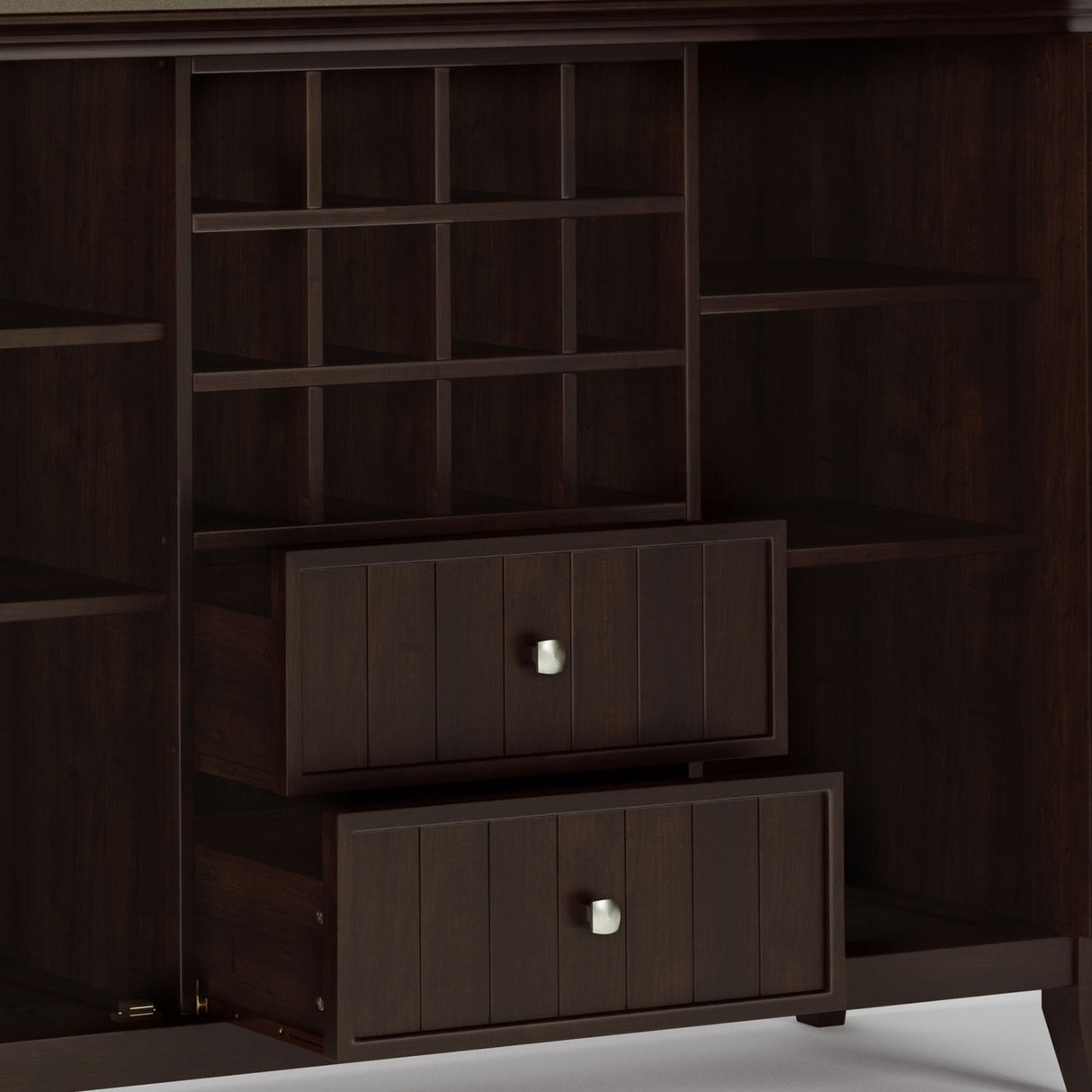 Bedford - Sideboard Buffet And Wine Rack - Dark Chestnut Brown by Simpli-Home | Bel Furniture