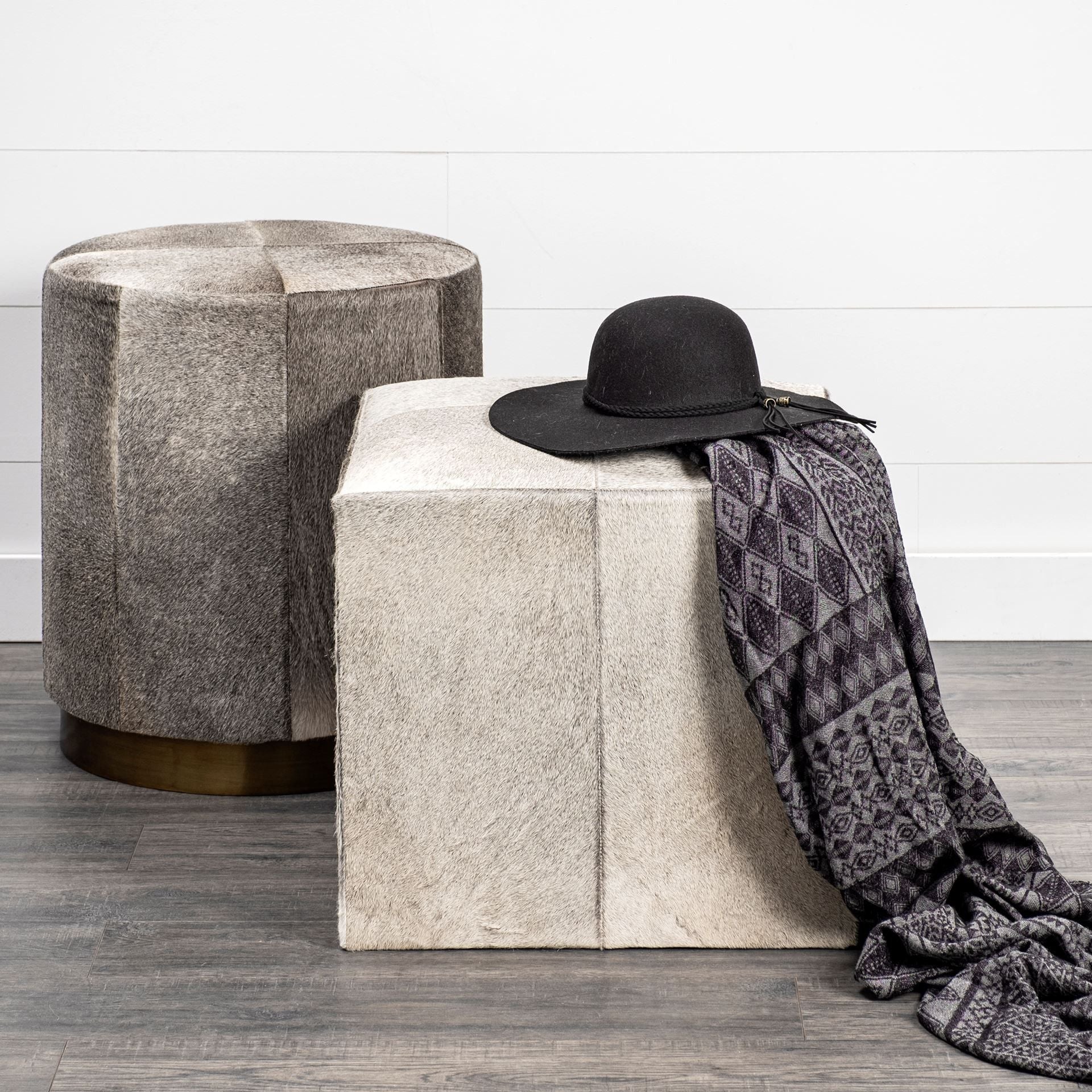 Wool Cube Ottoman - Gray