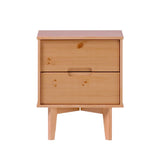 Mid-Century Modern Solid Wood 2 Drawer Nightstand - Natural Pine by Walker Edison | Bel Furniture