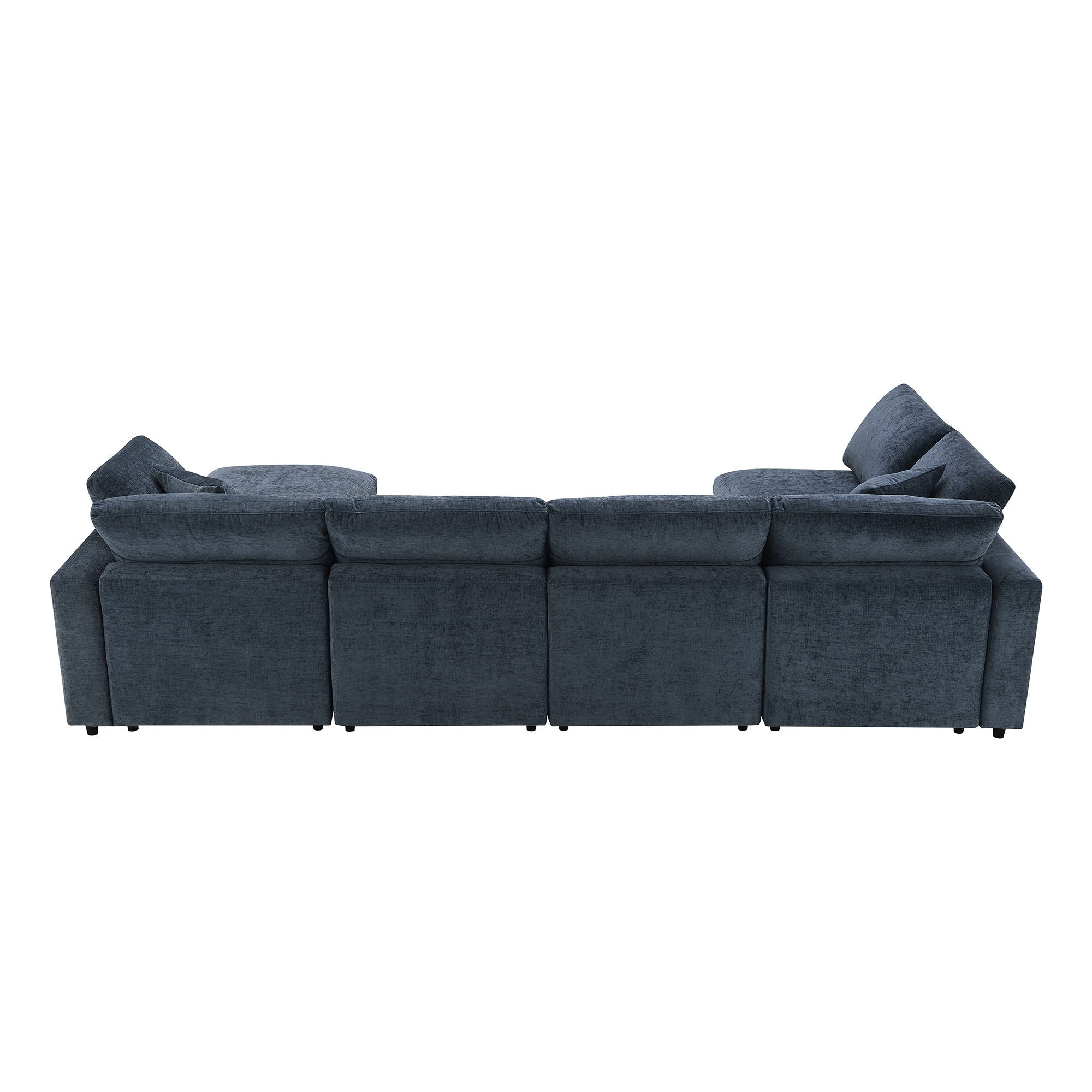 Modern Modular Cloud Sofa Bed, 6 Seat Chenille Sectional Couch Set With Ottoman, Free Combination, Convertible U Shaped Sleeper Sofa For Living Room