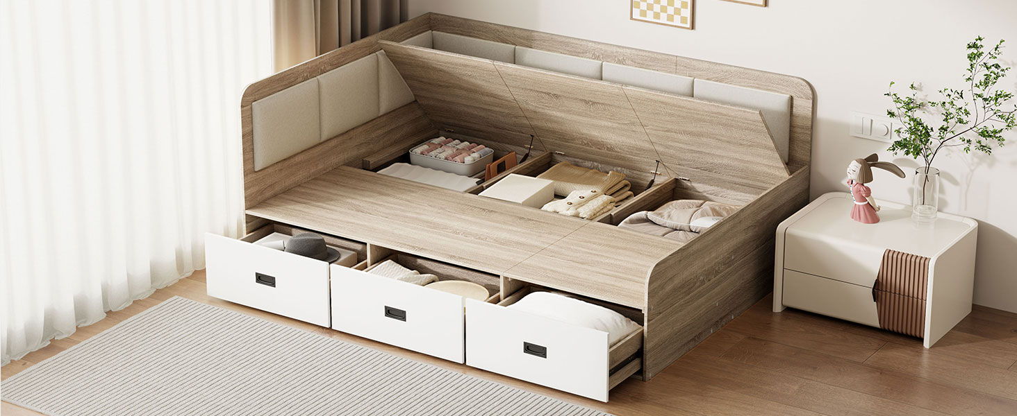 Daybed With Three Drawers And Three Storage Compartments