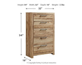 Hyanna - Tan Brown - Five Drawer Chest by Signature Design by Ashley® | Bel Furniture
