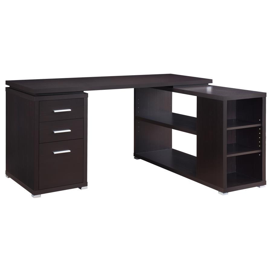 Yvette - 3-Drawer L-Shape Computer Desk Dark Brown by CoasterEveryday | Bel Furniture