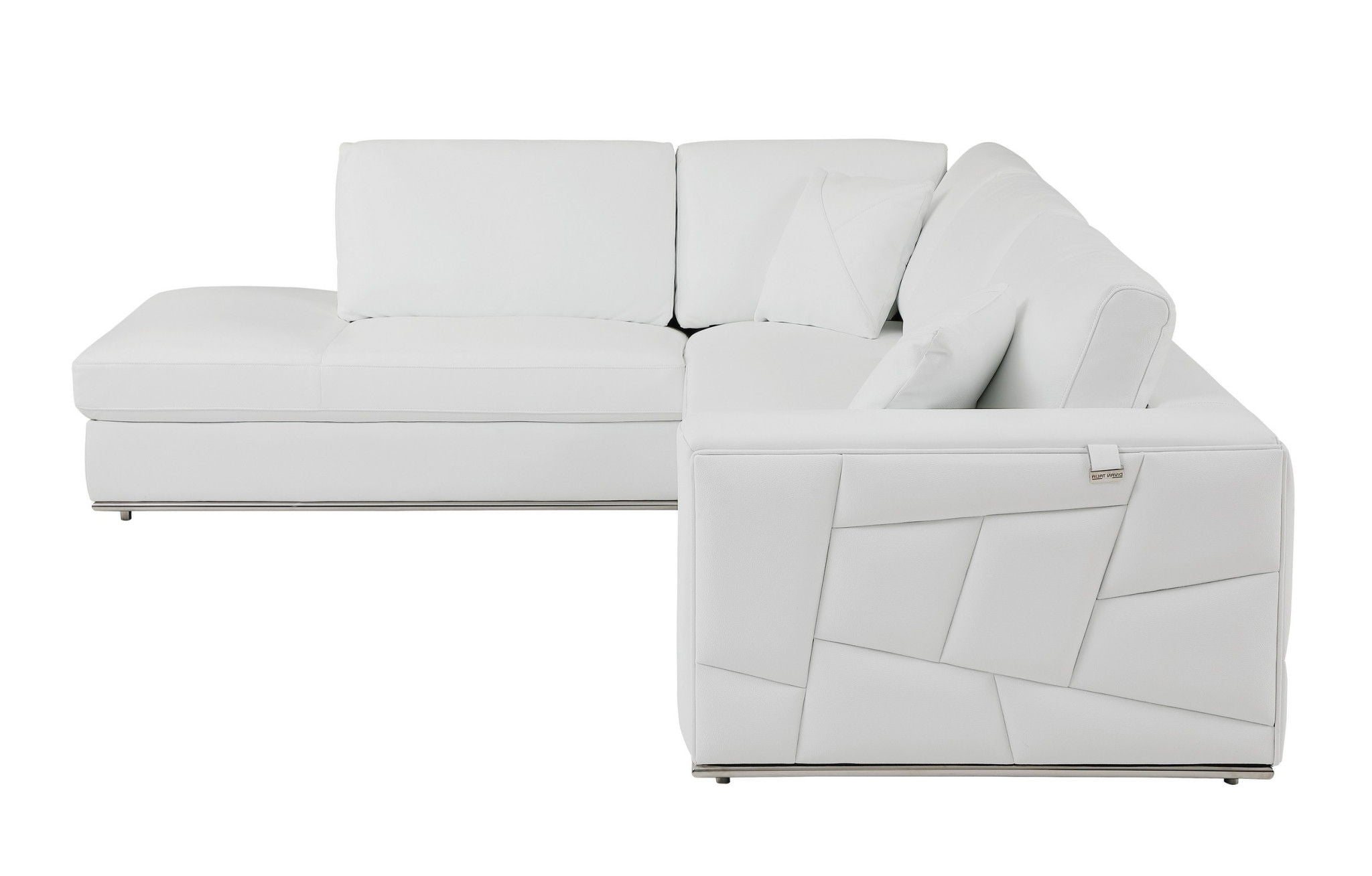 Italian Leather Reclining L Shaped, Two Piece Corner Sectional - White