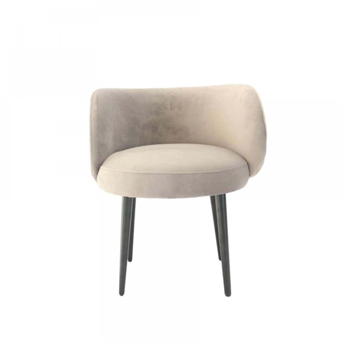 Velvet And Black Solid Color Arm Chair - Gray