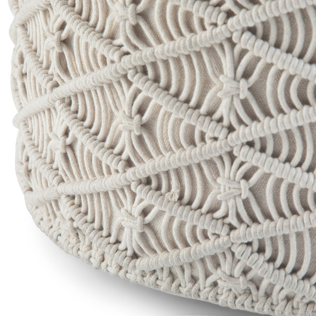 Coates - Round Macrame Pouf - Natural by Simpli-Home | Bel Furniture