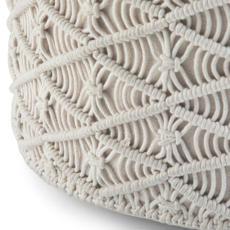 Coates - Round Macrame Pouf - Natural by Simpli-Home | Bel Furniture