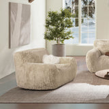 Summit - Faux Sheepskin Overstuffed Arm Chair - Cream Beige by Jennifer Taylor Home | Bel Furniture