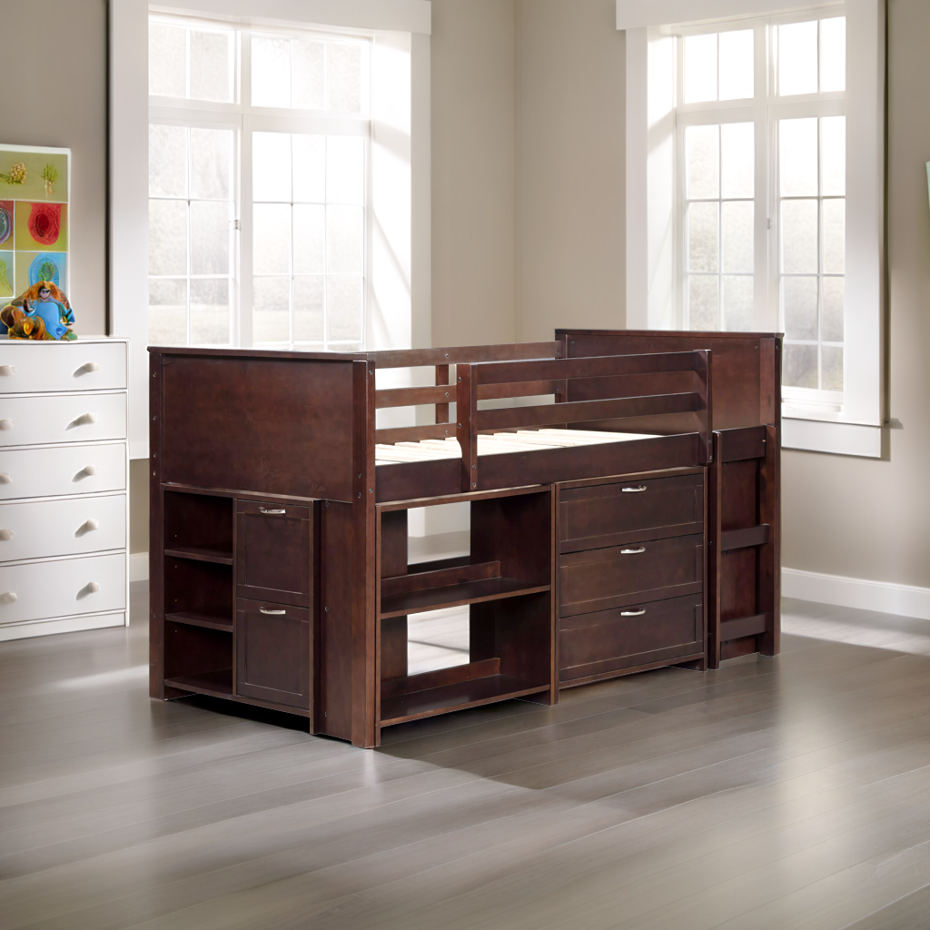 5 PIECE TWIN LOW LOFT STORAGE BED SET by Mollai Collections | Bel Furniture