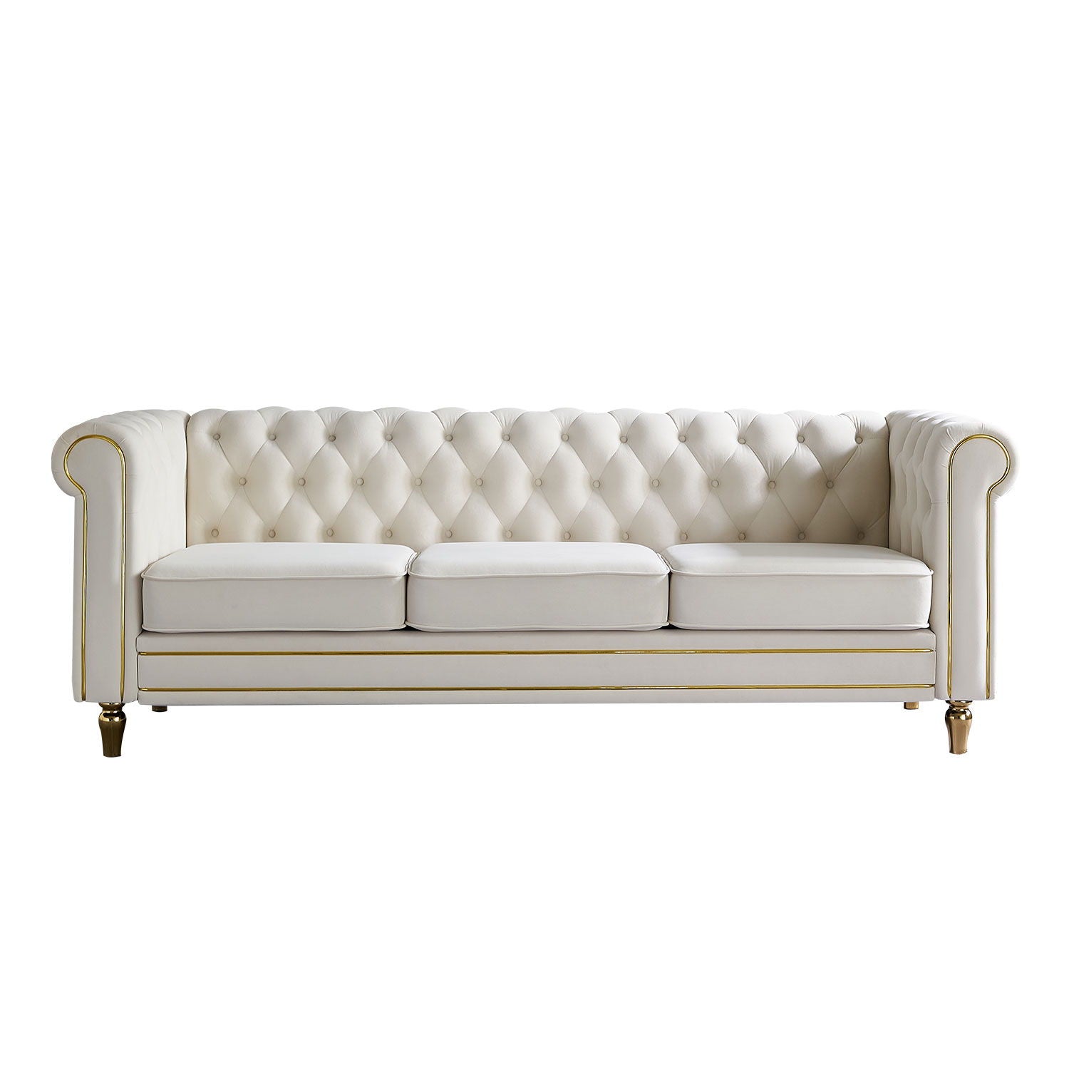 Chesterfield - Velvet Sofa 84.65" For Living Room