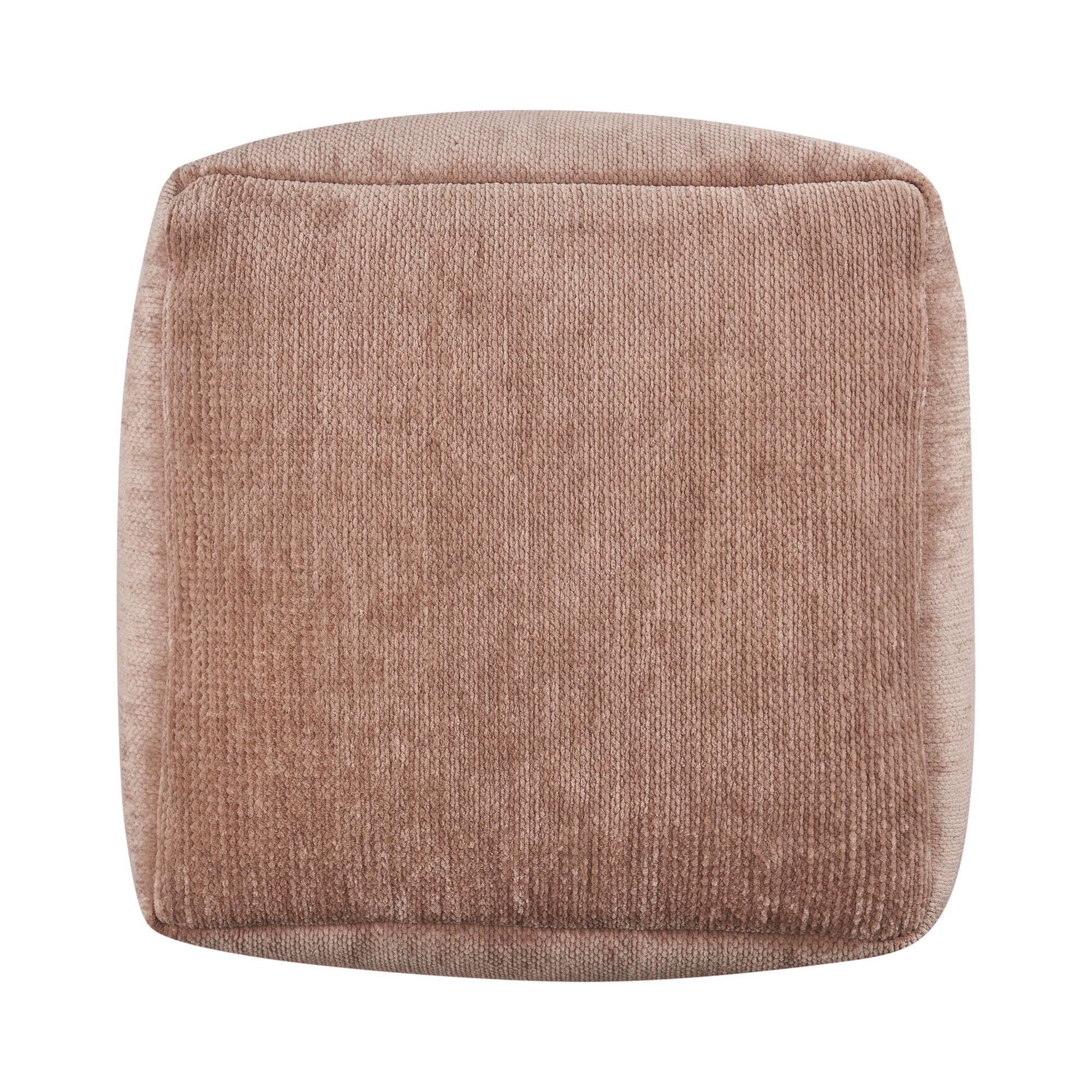 Chenille Cube Pouf Ottoman - Beige