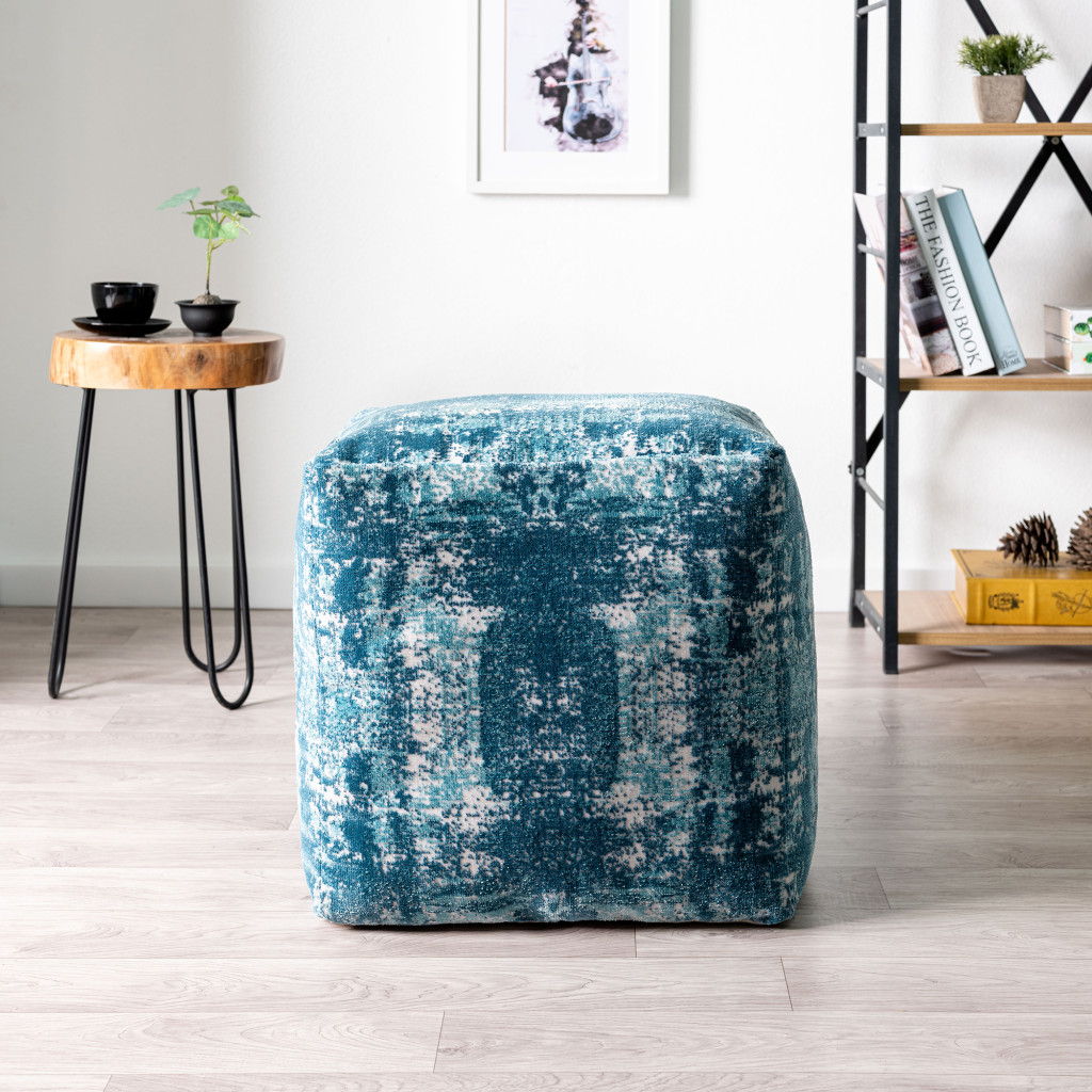 Polyester Blend Ottoman - Blue