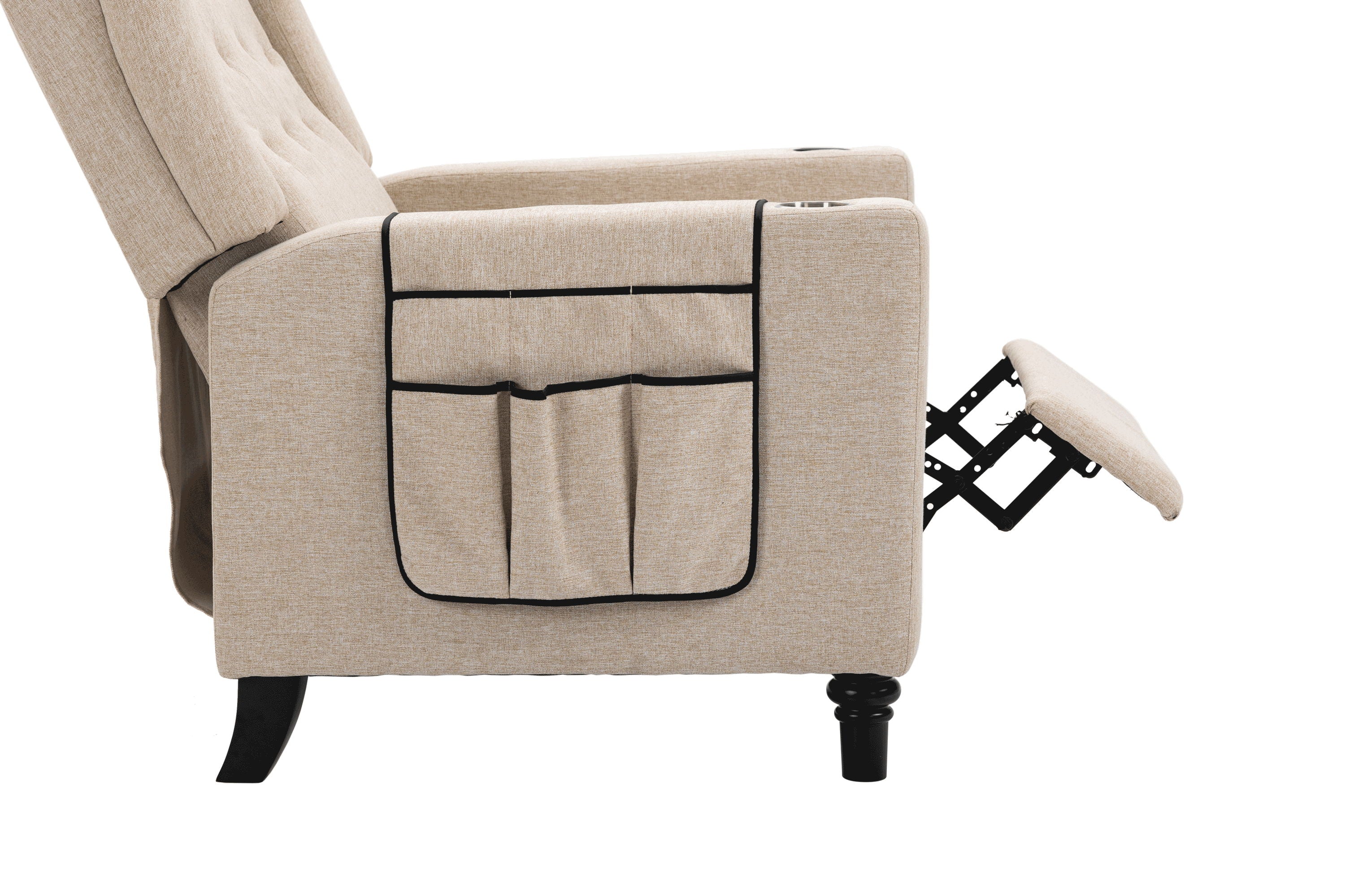 Arm Pushing Recliner Chair, Modern Button Tufted Wingback Push Back Recliner Chair, Living Room Chair Fabric Pushback Manual Single Reclining Sofa Home Theater Seating For Bedroom