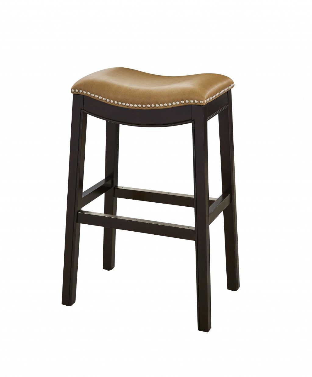 Backless Counter Height Bar Chair - Tan / Espresso