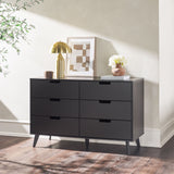 Mid-Century Hans 6 Drawer Dresser With Cut-Out Handles by Walker Edison | Bel Furniture