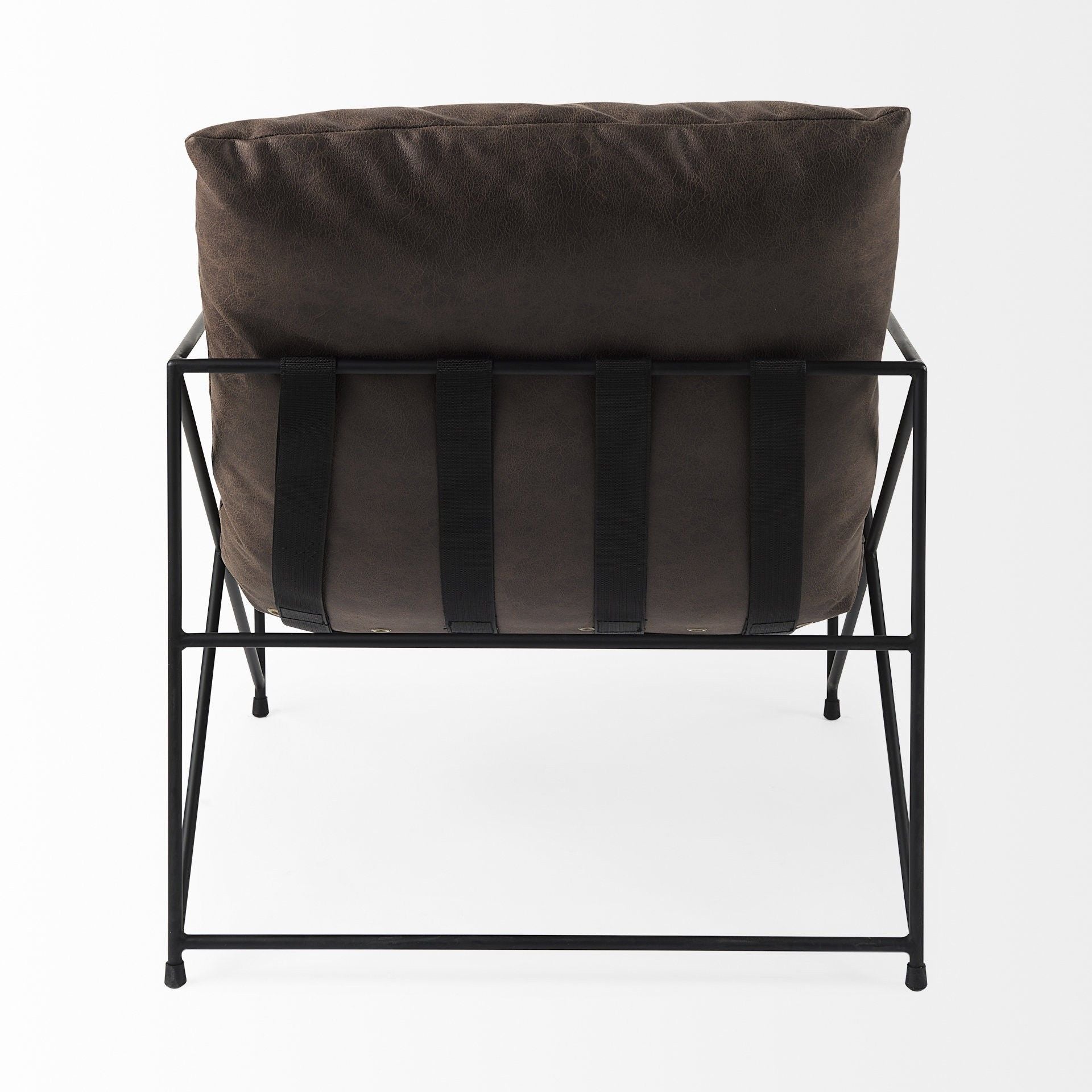 Faux Leather Contemporary Metal Chair - Dark Brown