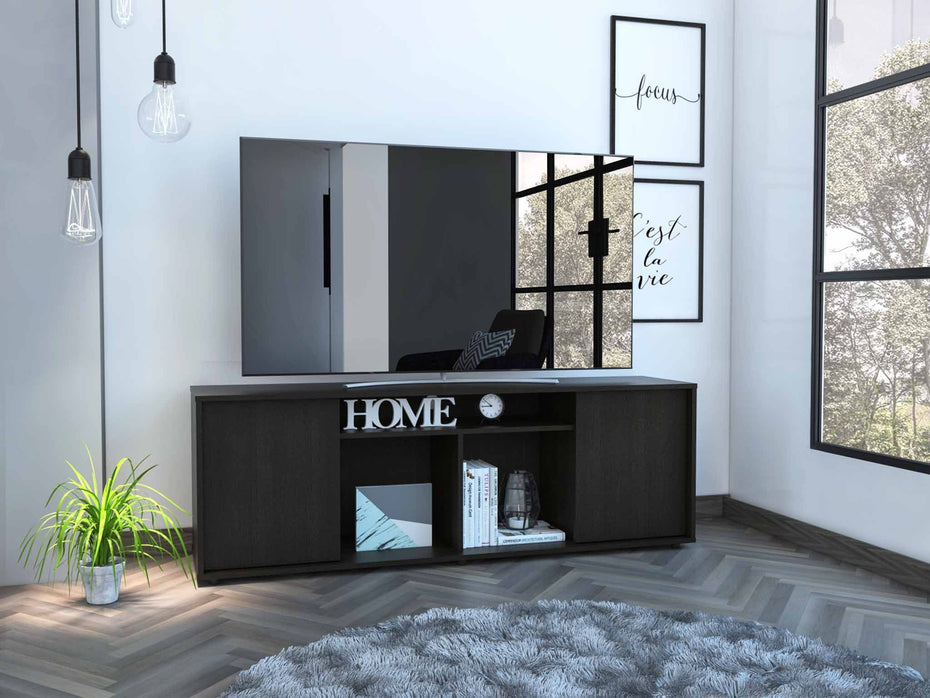 Tv Stand Media Center With Two Cabinets - Black