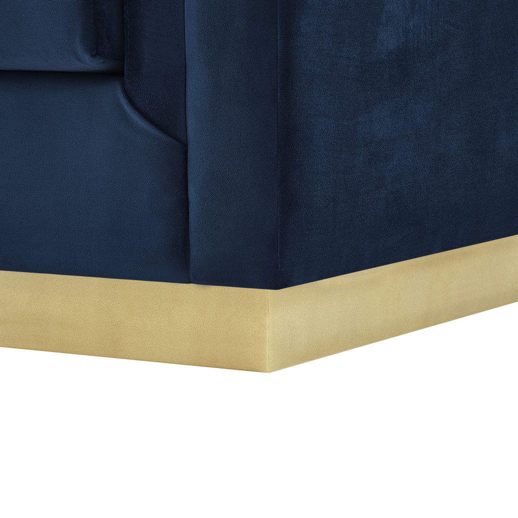 Velvet Sofa With Legs - Navy Blue