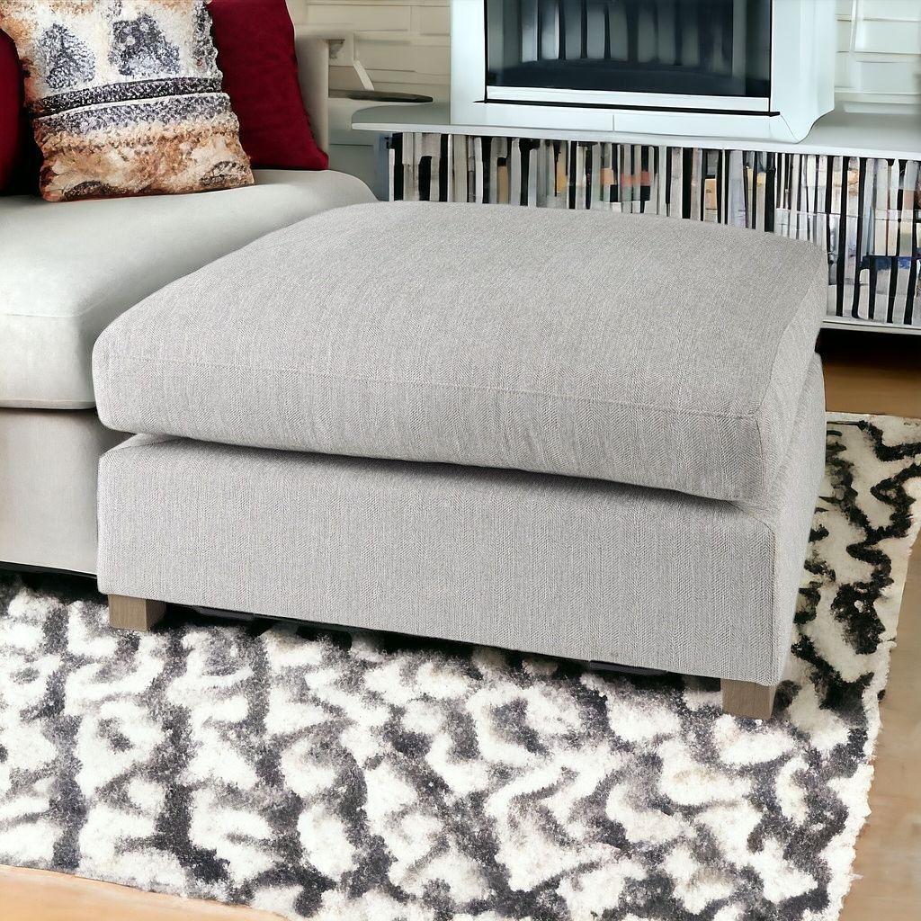 Polyester And Brown Cocktail Ottoman - Light Gray