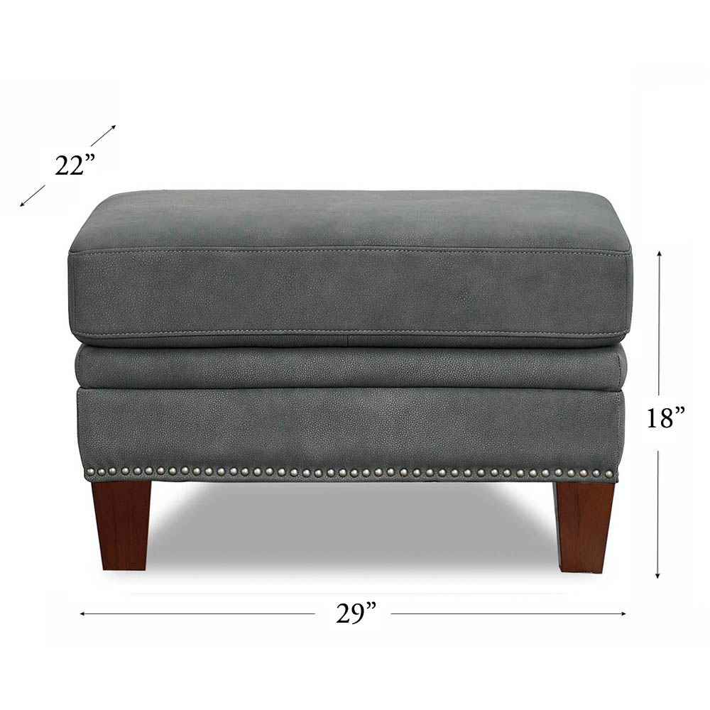 Sherwood - Leather Ottoman - Charcoal Gray