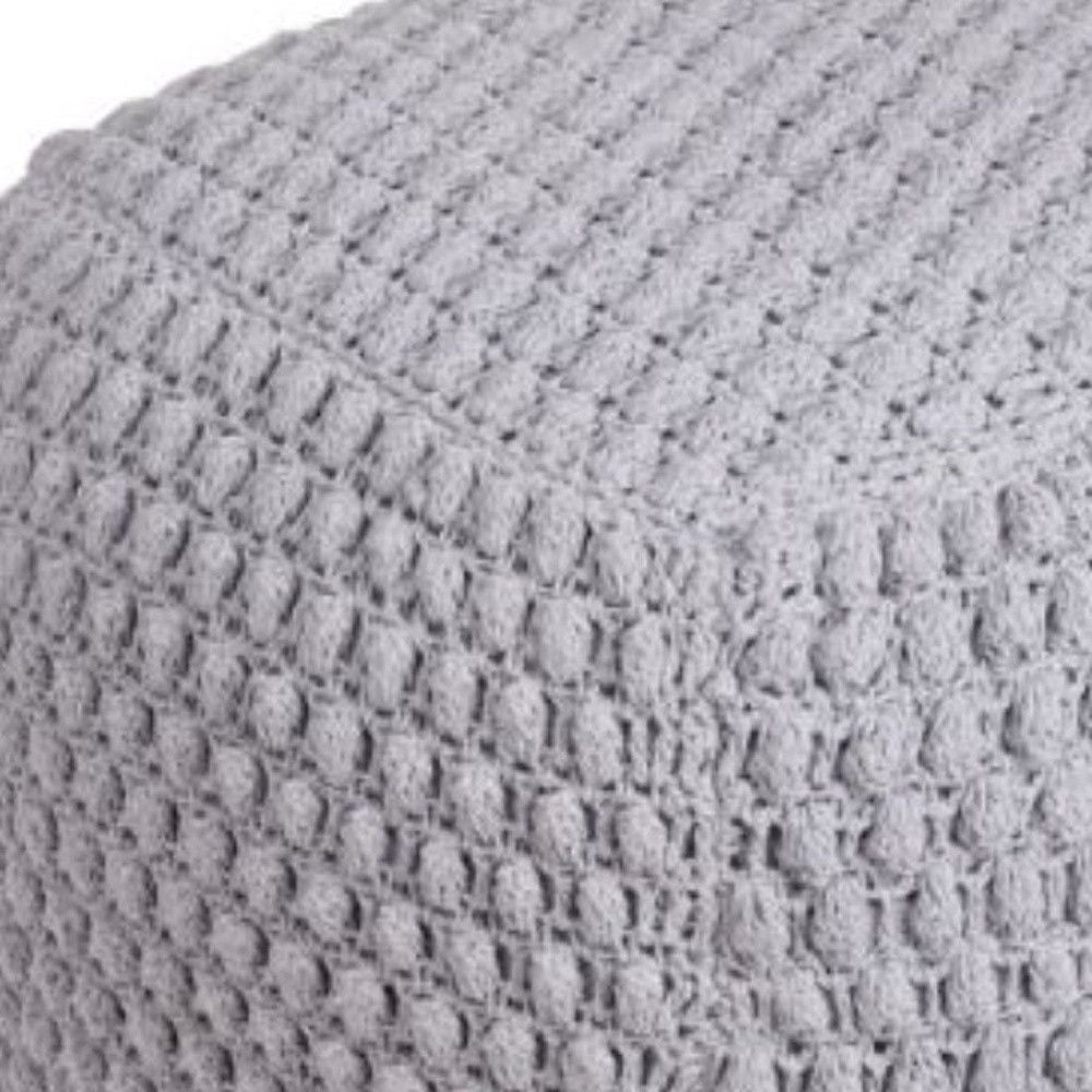 Cotton, Blend Pouf Ottoman - Light Gray