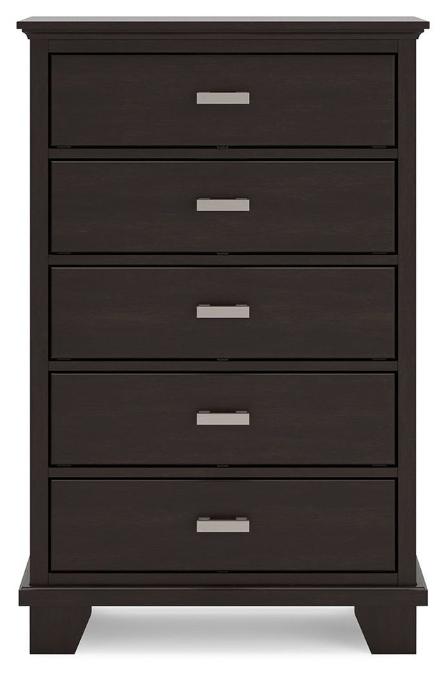 Covetown - Dark Brown - Five Drawer Chest by Signature Design by Ashley® | Bel Furniture