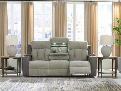 WhipLash - Sisal - Power Reclining Sofa With Adj Headrest by Signature Design by Ashley® | Bel Furniture