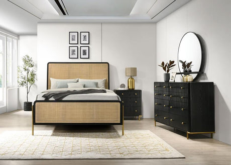 Arini - Rattan Bedroom Set Black 4 Pc. Bed, Dresser, Mirror, Nightstand California King by CoasterElevations | Bel Furniture