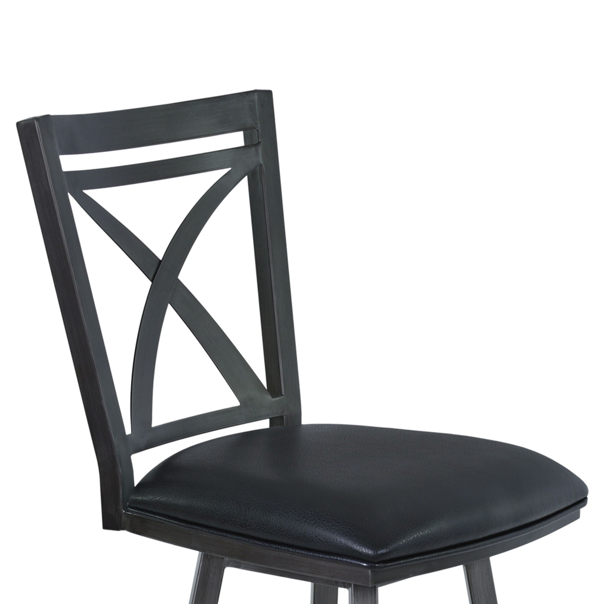 Faux Leather Swivel Bar Height Bar Chair - Black