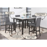 Leon - Bar Table And 4 Bar Stools - Espresso / White