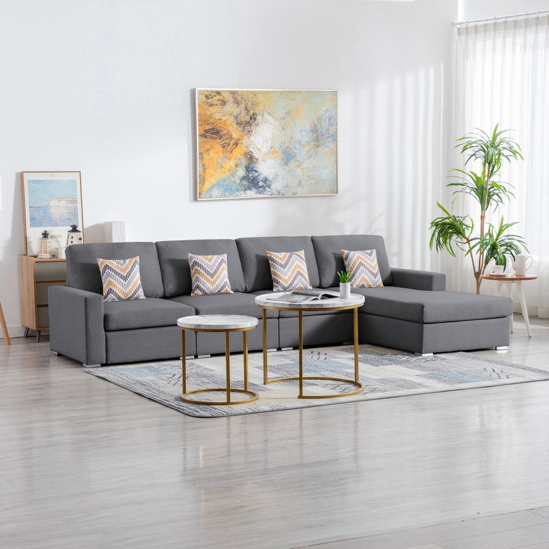 Nolan - 4 Piece Reversible Sectional Sofa Chaise With Interchangeable Legs