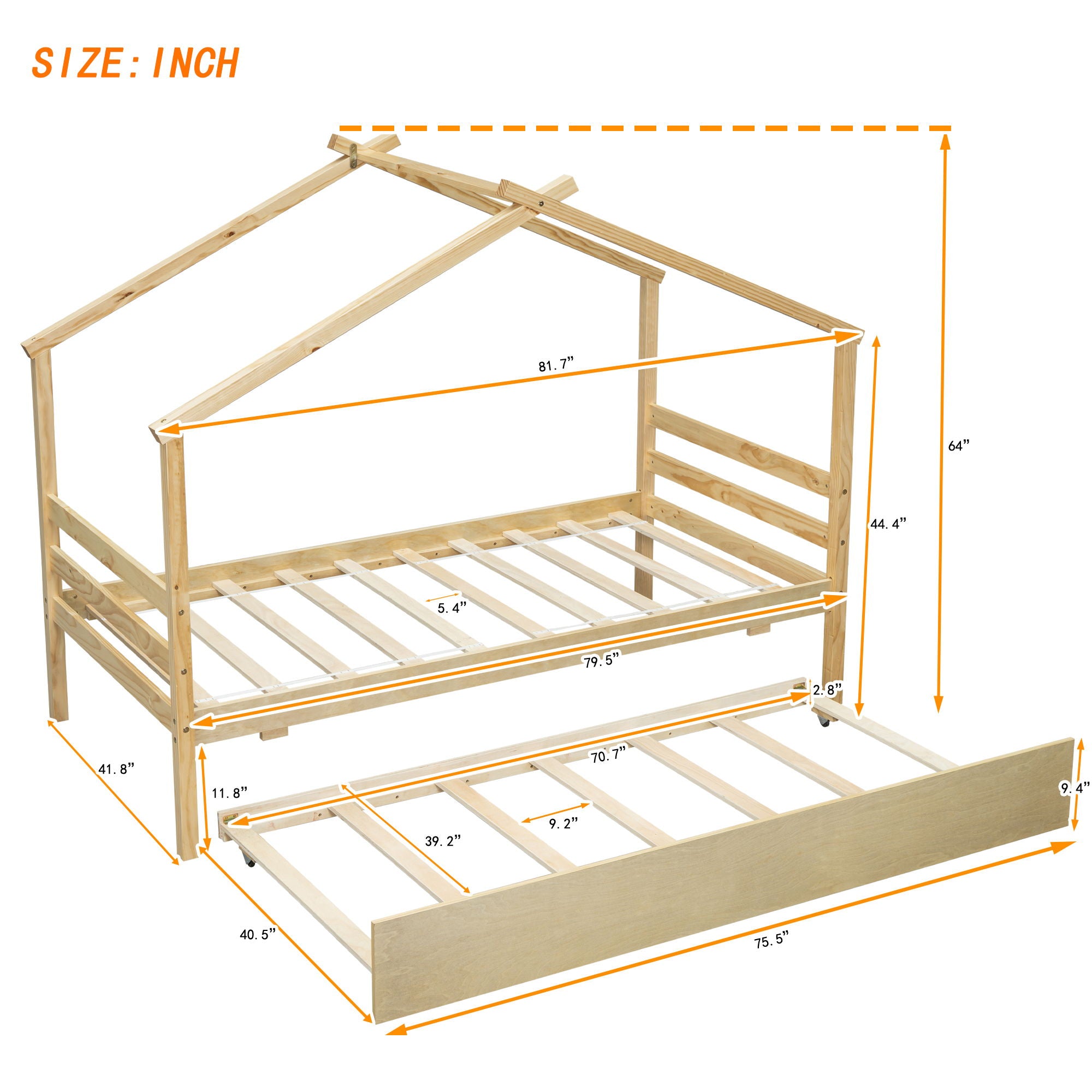 House-Shaped Bed With Trundle