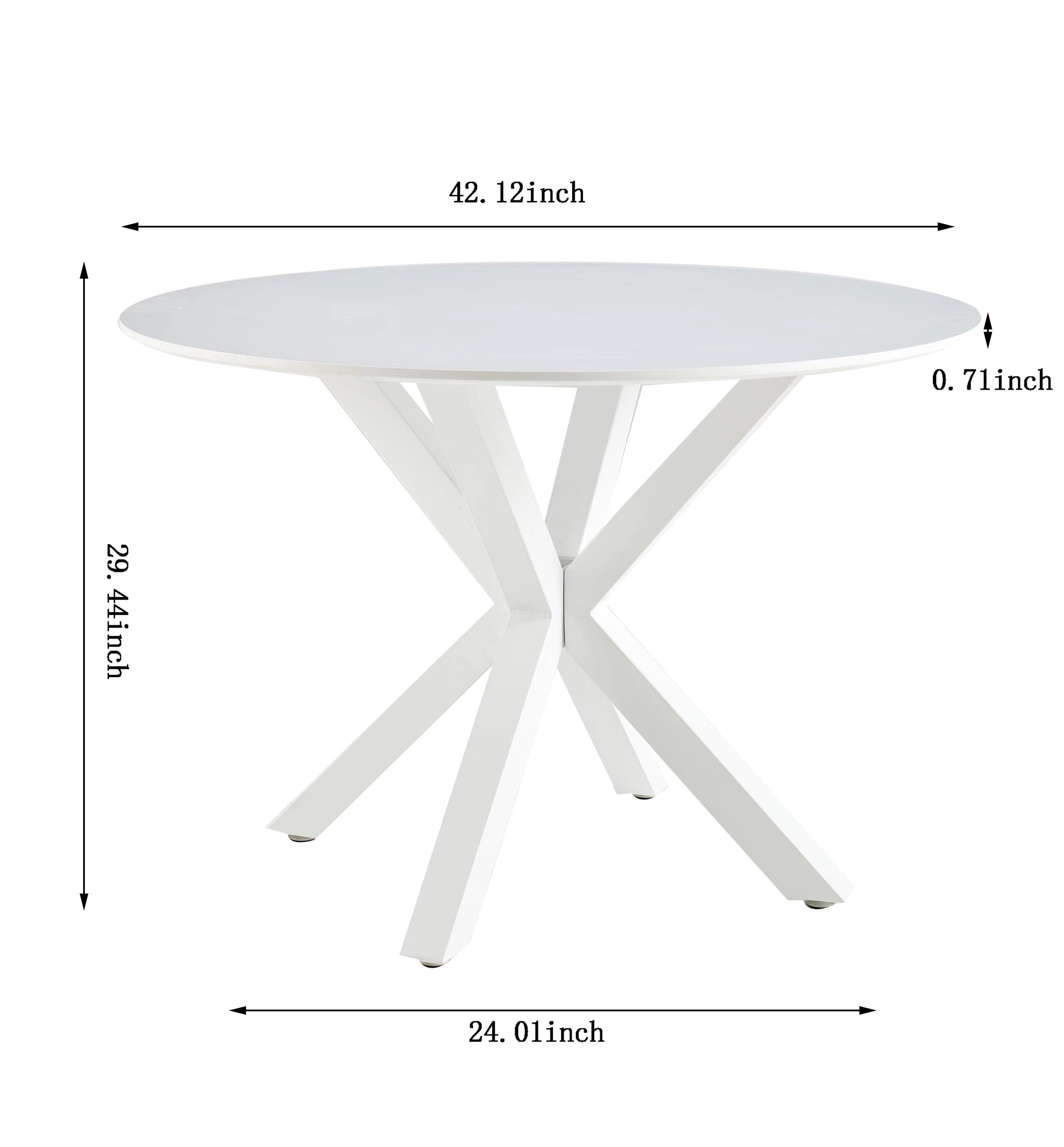 5 Pieces Dining Set, Table Cross Leg Mid-Century Dining Table For 4 - 6 People With Round MDF Table Top, Pedestal Dining Table, End Table Leisure Coffee Table - White