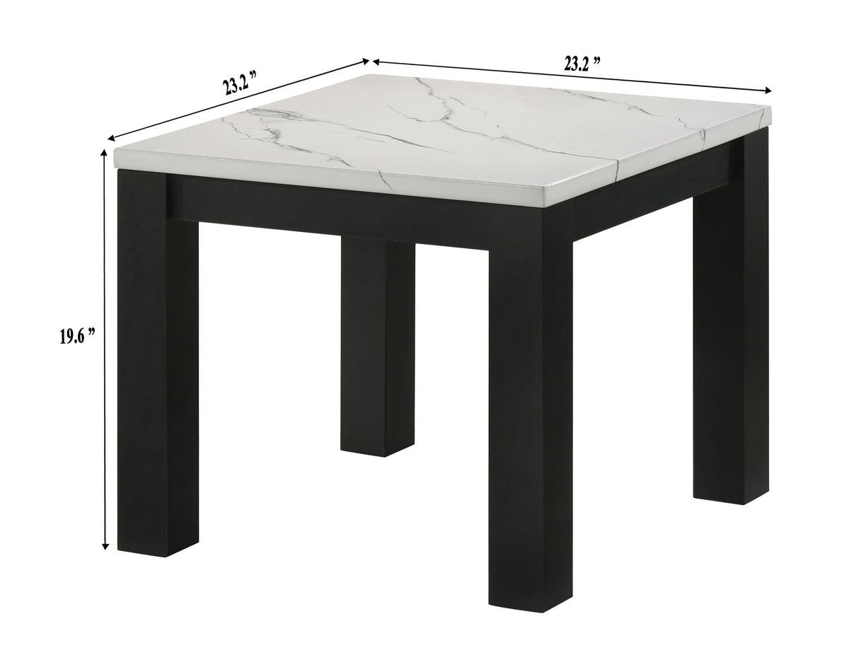 Ivy - 3 Piece Faux Marble White Cocktail Set - White / Black
