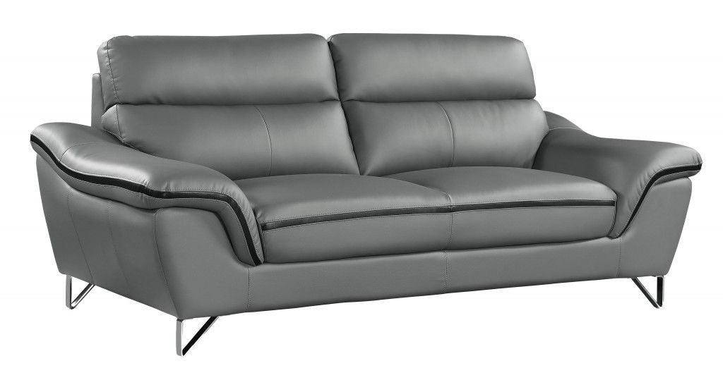 Faux Leather Love Seat - Silver / Gray