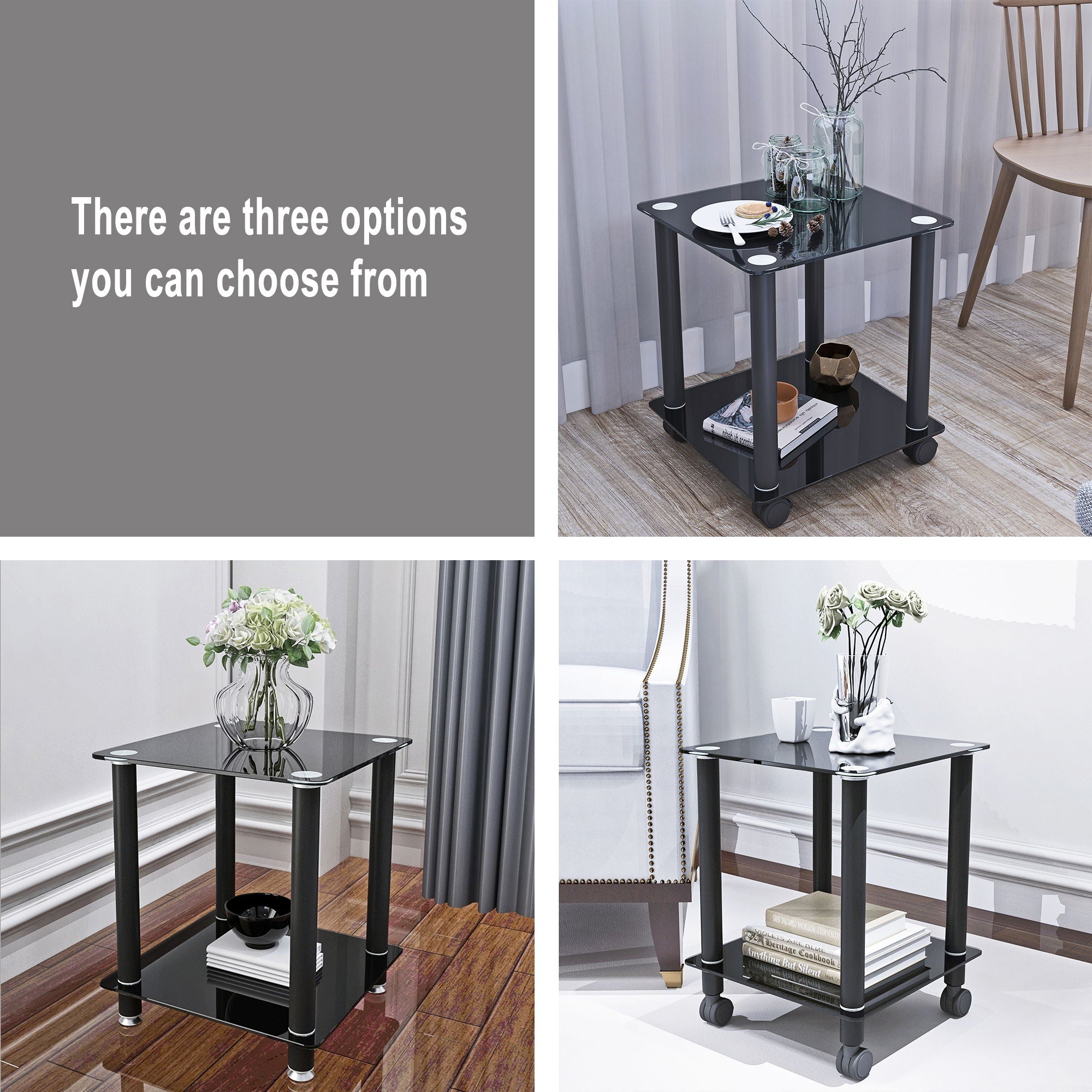 Side Table, 2 Tier Space End Table, Modern Night Stand, Sofa Table, Side Table With Storage Shelve