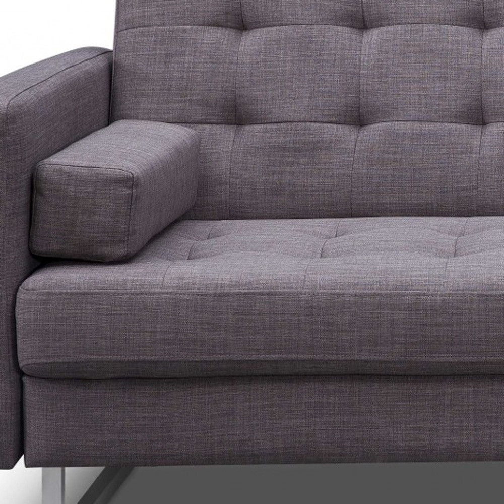 Fabric Sofa With Silver Legs - Gray