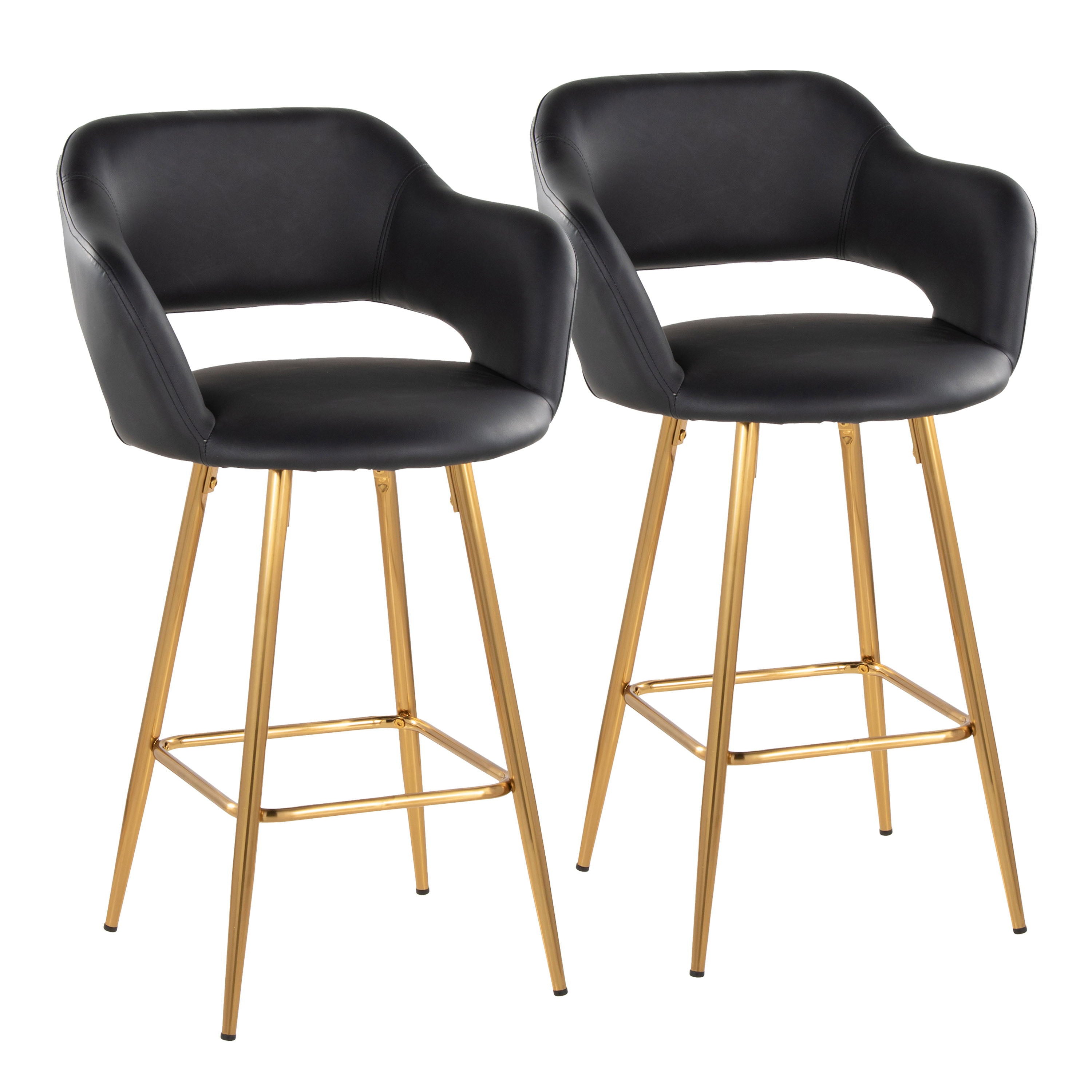 Margarite - Contemporary Fixed Height Counter Stool With Footrest (Set of 2) With Square