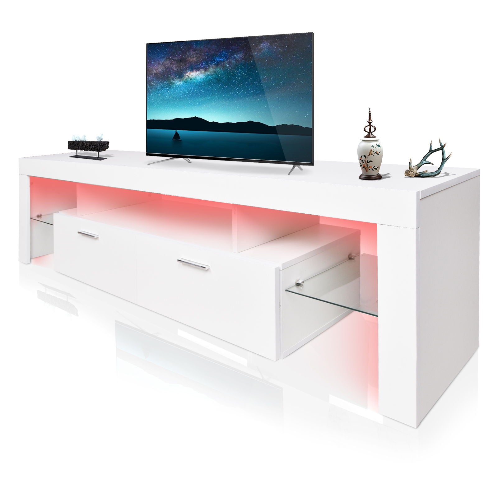 LED TV Stand Modern TV Stand With Storage Entertainment Center With Drawer TV Cabinet For Up To 75" For Gaming Living Room Bedroom