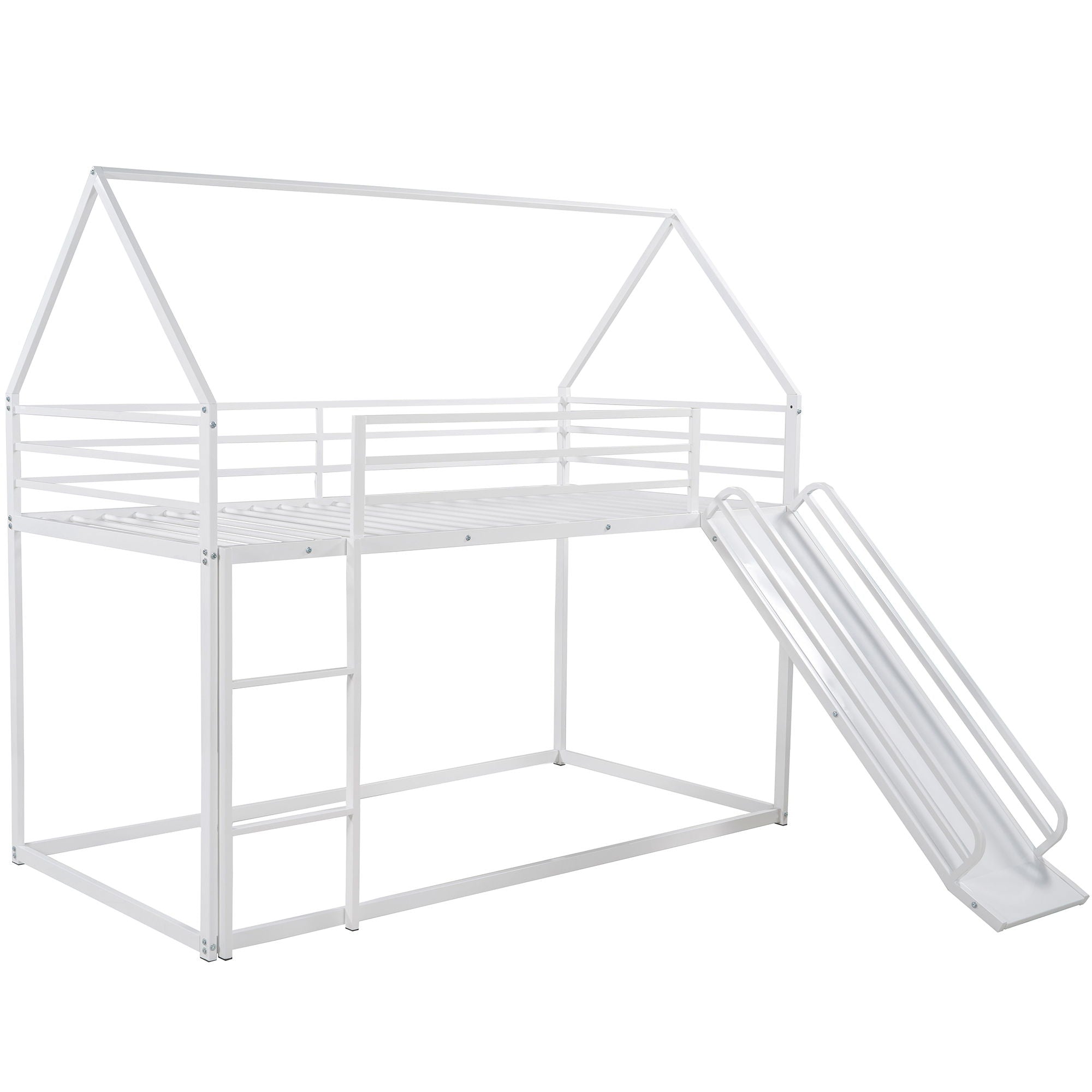 Twin Over Twin House Bunk Bed With Ladder And Slide