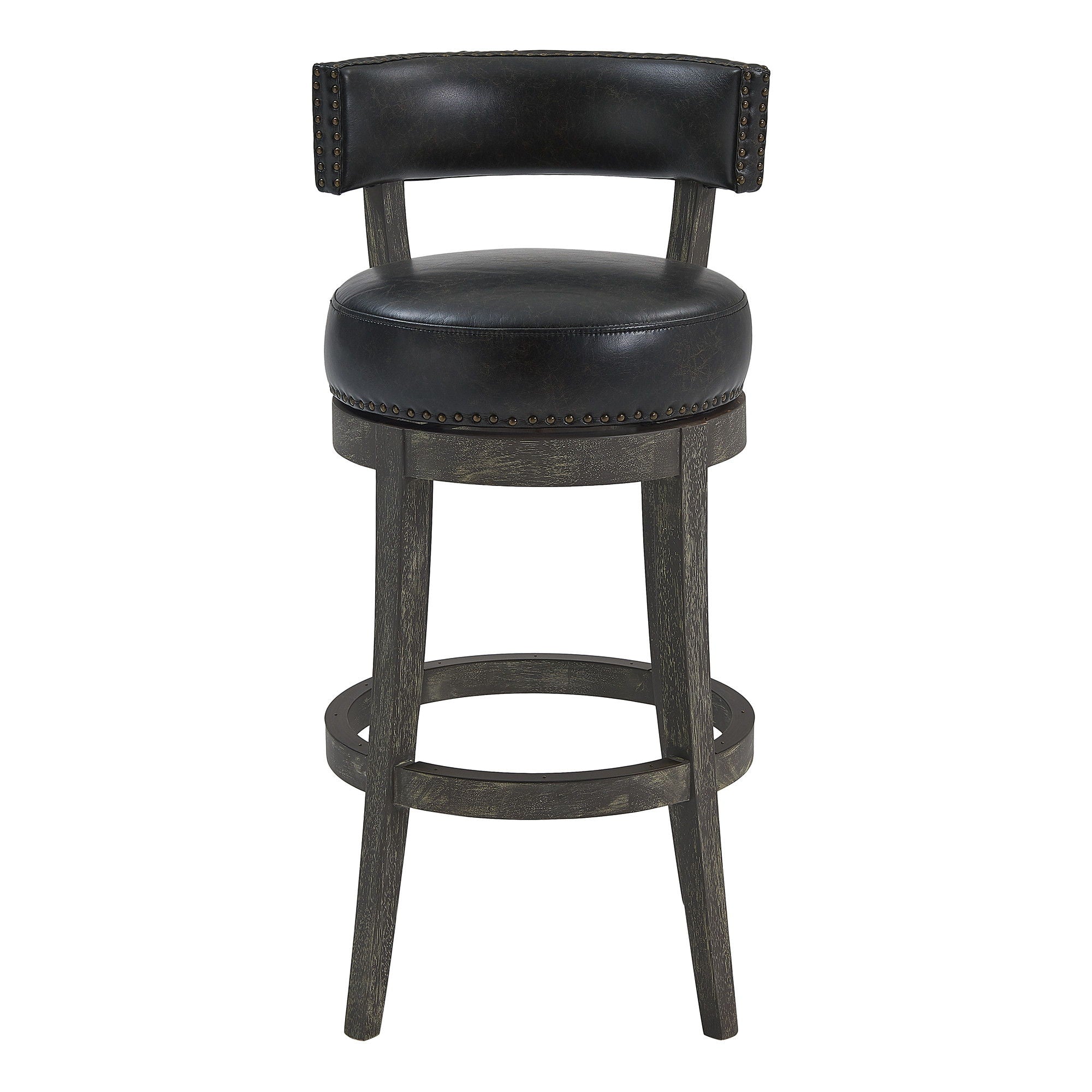 Solid Wood Swivel Low Back Bar Height Bar Chair - Onyx And Gray