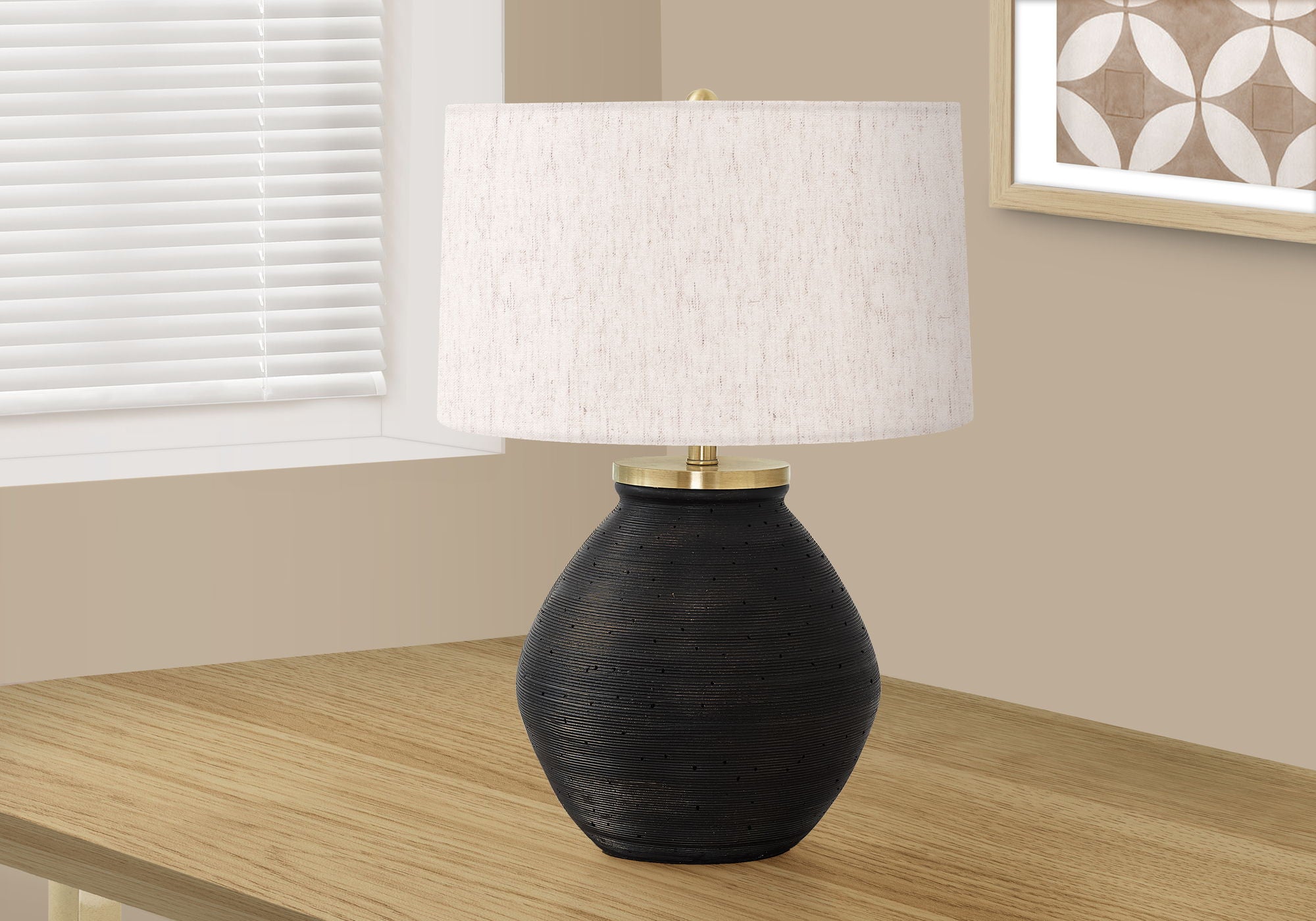 Lighting, Table Lamp, Concrete, Contemporary - Black / Cream