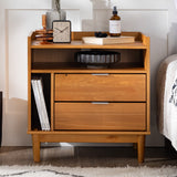 Mid-Century Modern Solid Wood 2 Drawer Gallery Nightstand by Walker Edison | Bel Furniture