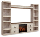 Willowton - 5-Piece Entertainment Center With Electric Fireplace - Whitewash
