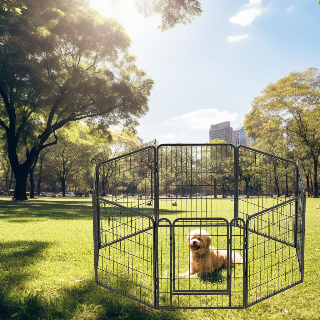 Heavy Duty Metal Playpen With Door, Dog Fence Pet Exercise Pen For Outdoor, Indoor