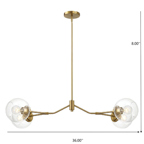 Jewel - 4 Lights Chandelier Ceiling Hanging Light Fixture - Clear / Gold