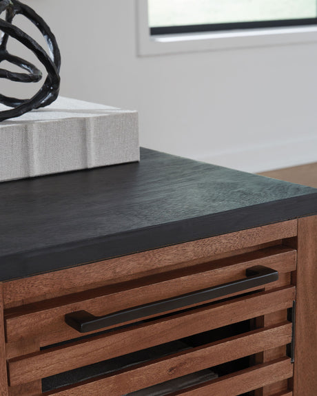 Kallari - Chair Side End Table - Warm Brown / Black