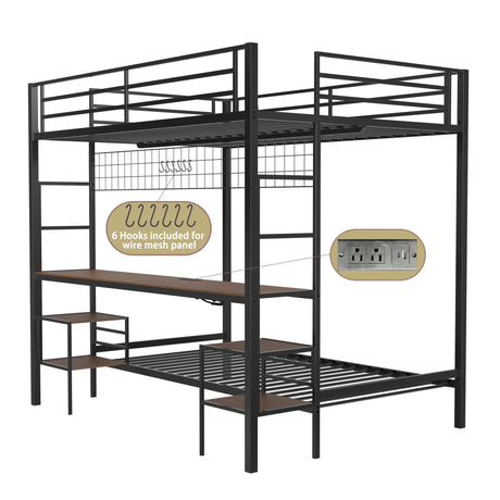 Ethan - Bunk Bed With Desk, Charging Station, Storage Shelves - view 10