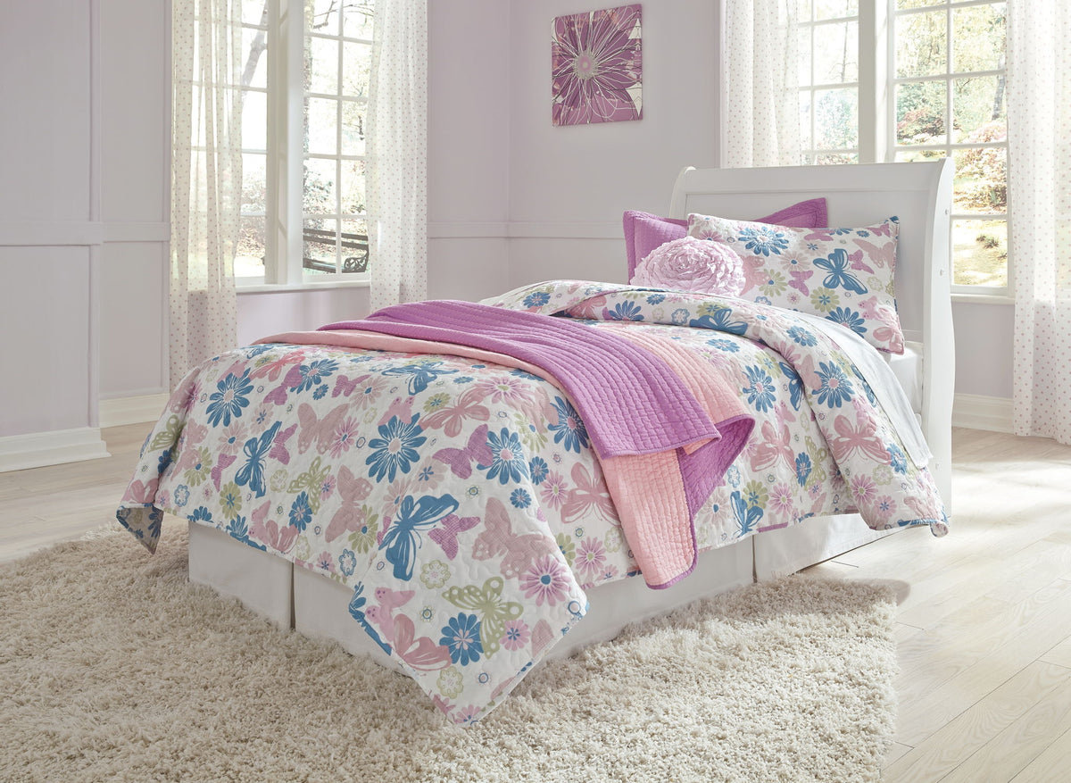 Anarasia - Twin Sleigh Headboard with Bolt on Bed Frame - White